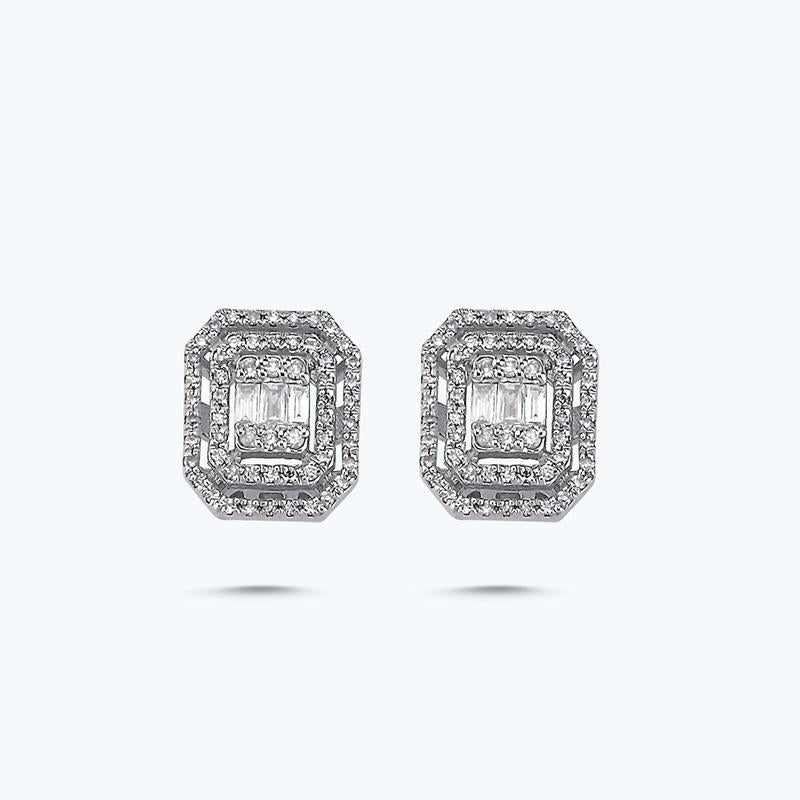 Boucles d'Oreille Diamant Baguette