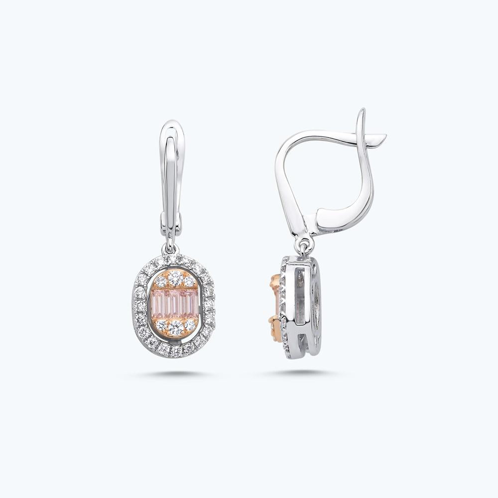 Boucles d'Oreilles Diamant Topaze Rose