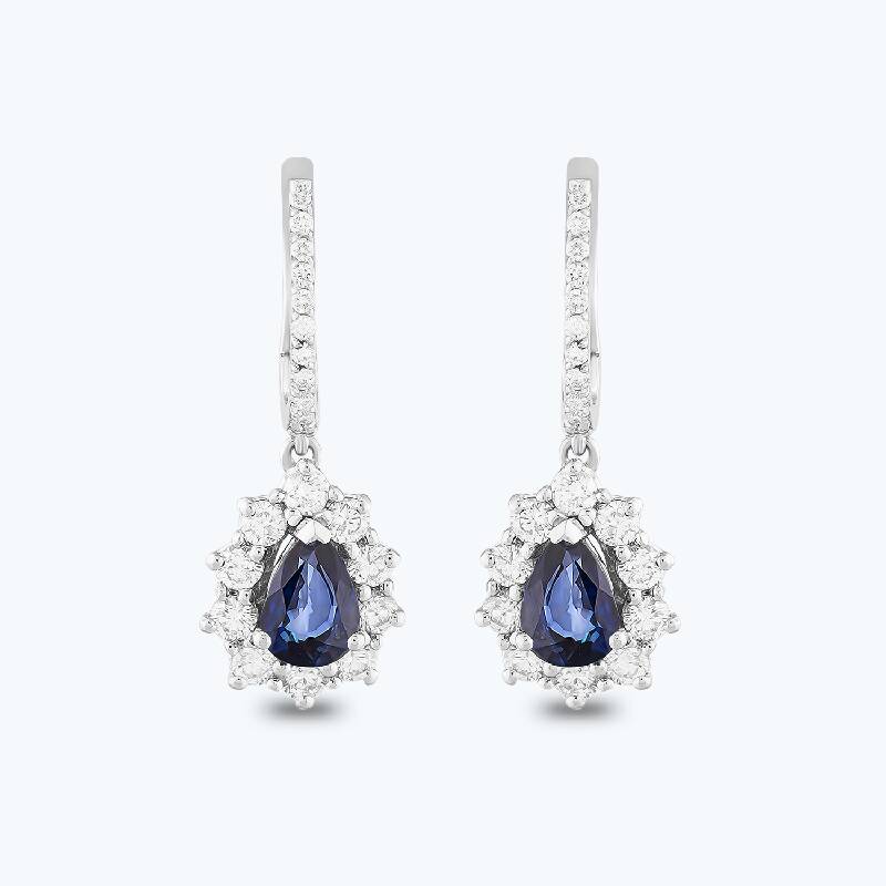 Boucles d'Oreilles Diamant Saphir