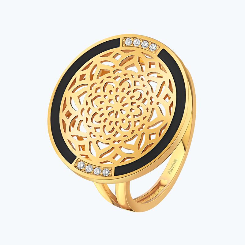 22K Mandala Gold Ring