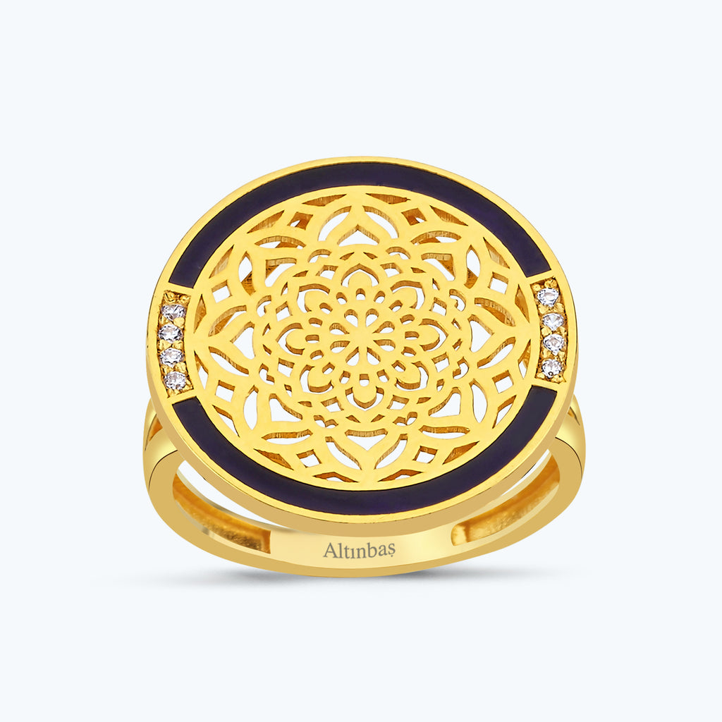 22K Mandala Gold Ring