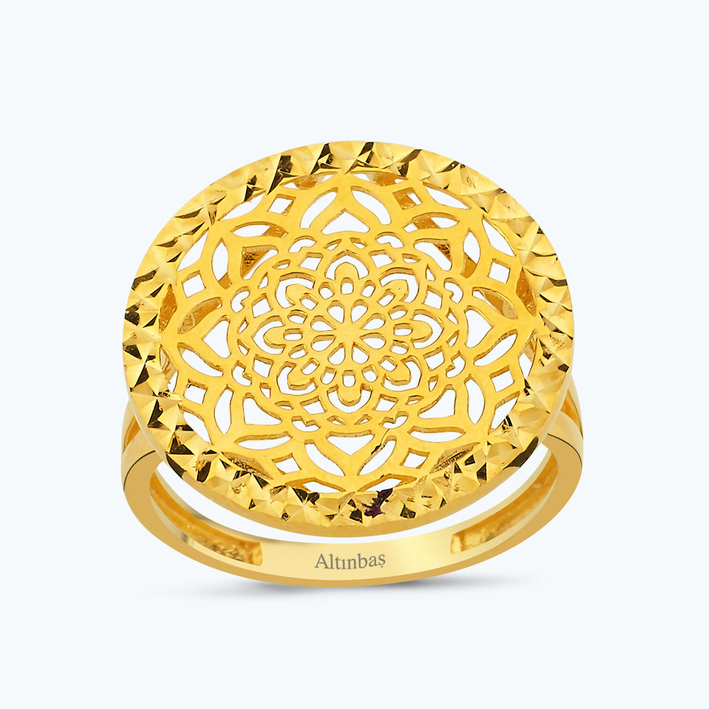 22K Mandala Gold Ring