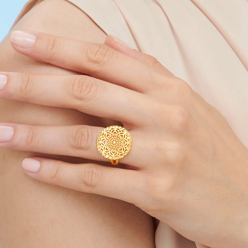 22K Mandala Gold Ring