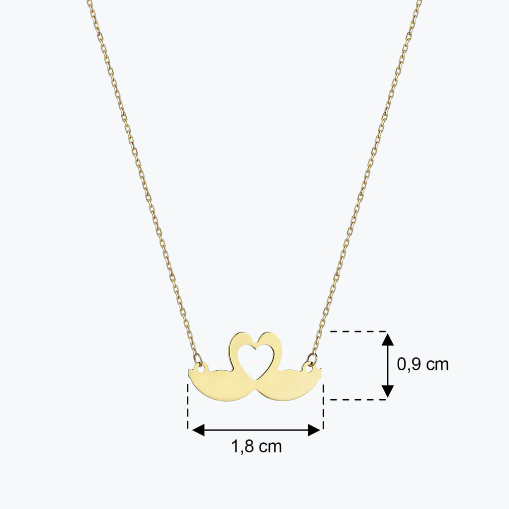 Heart Swan Gold Necklace