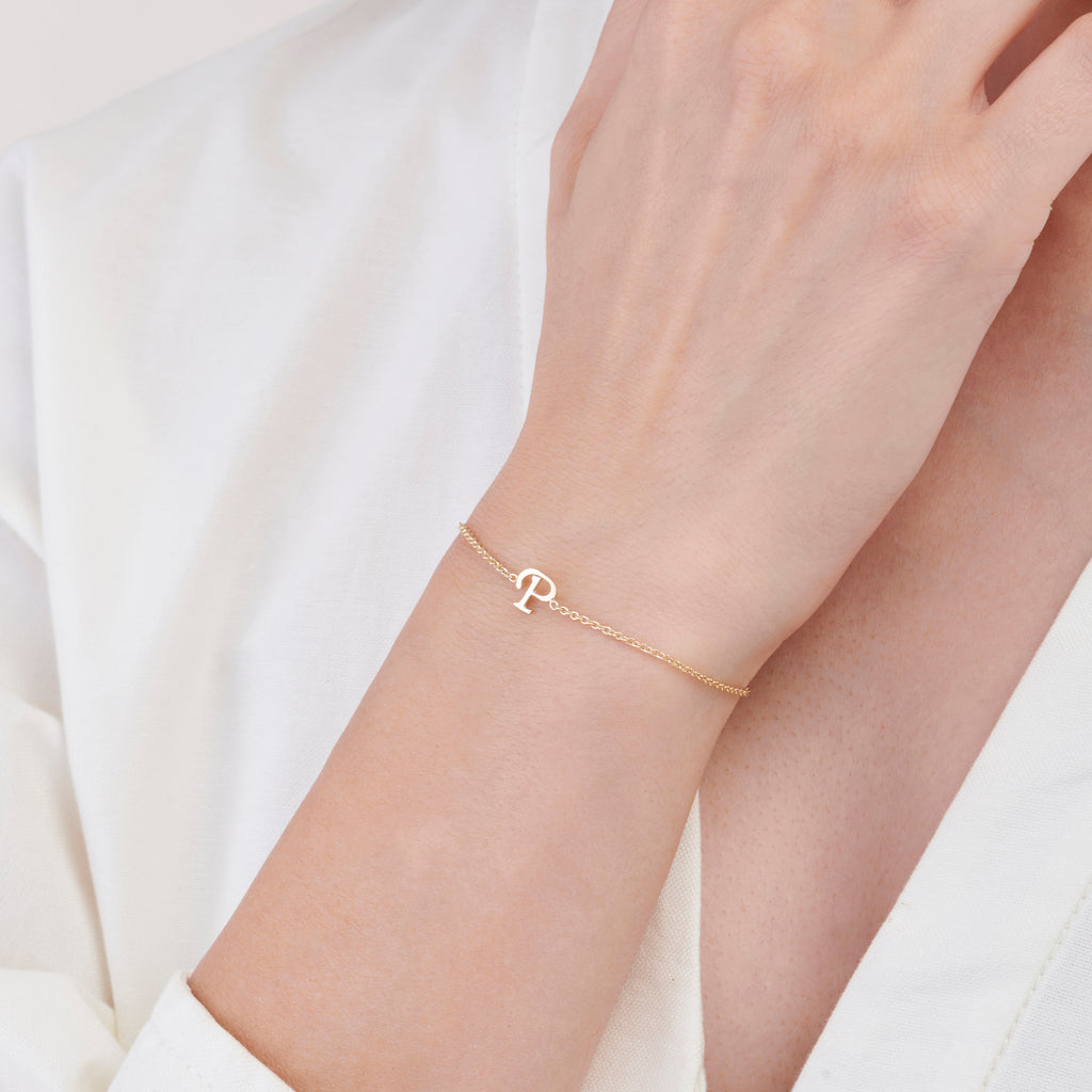 Letter P Gold Bracelet