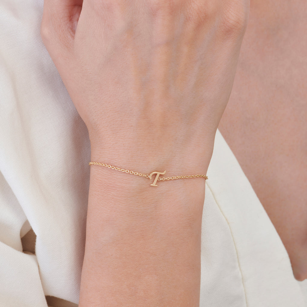 Letter T Gold Bracelet