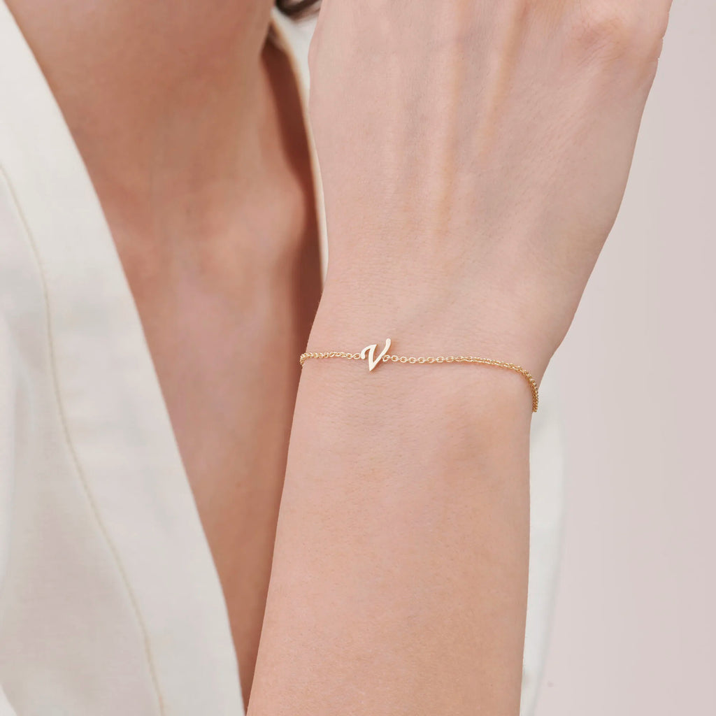 Letter V Gold Bracelet